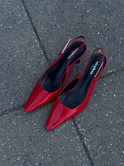 Aya Low Heel Pumps - Red